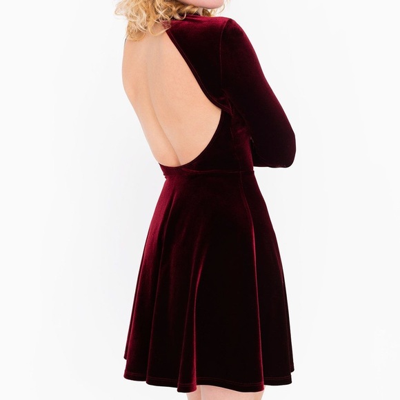 American Apparel Red Velvet Open Back Mini Dress XS - Picture 2 of 6